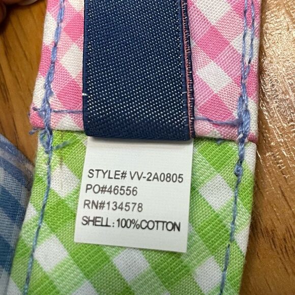 Vineyard Vines Gingham Check Canvas Belt Pink Blue Green Cotton D Rings Whale S - Picture 8 of 9